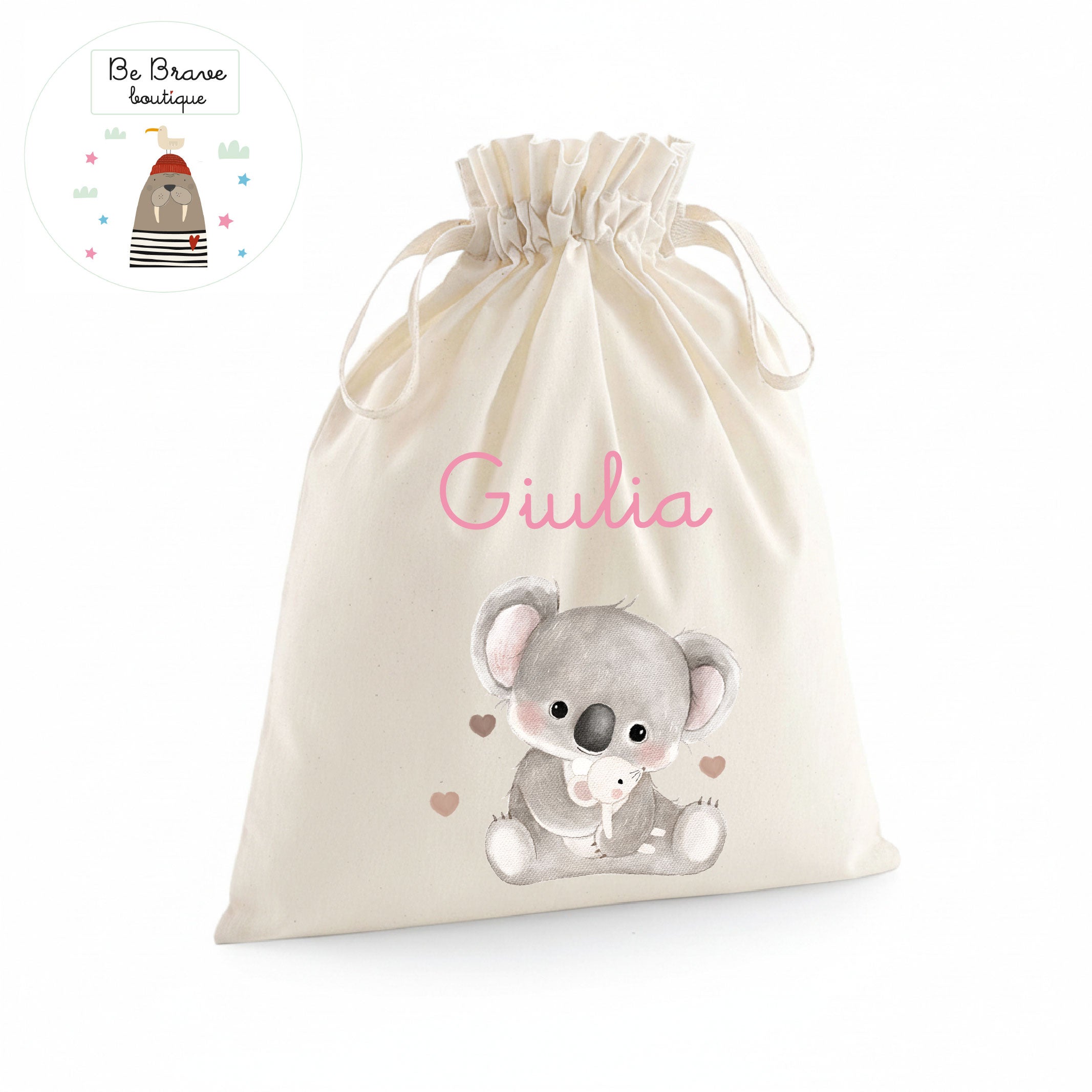 Sacchetto Nascita Neonato Personalizzato – Ideale per Cambio, Ospedale e Asilo Koala & Friends