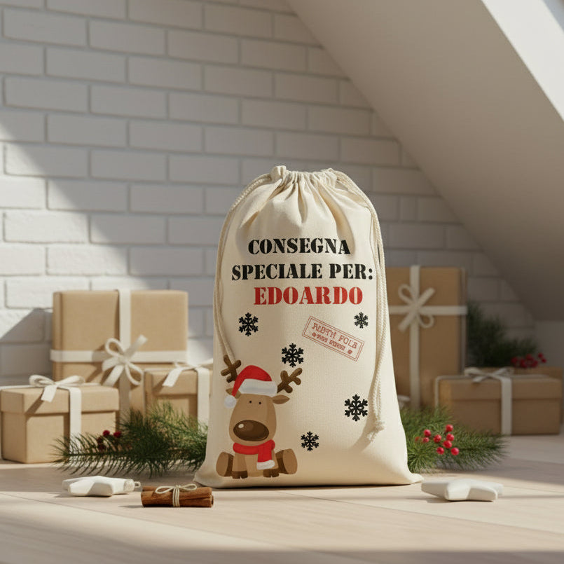 Sacca XXL Porta Regali di Natale Personalizzata per Bambini