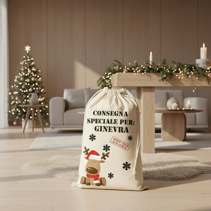 Sacca XXL Porta Regali di Natale Personalizzata per Bambini