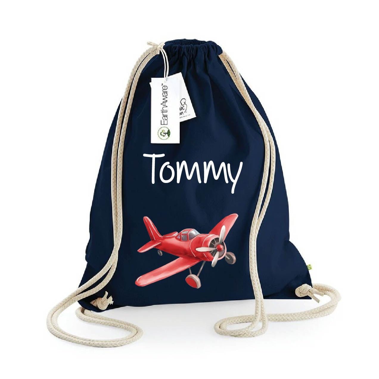 Zaino a sacca in cotone pesante Aereo Rosso - Be Brave Boutique