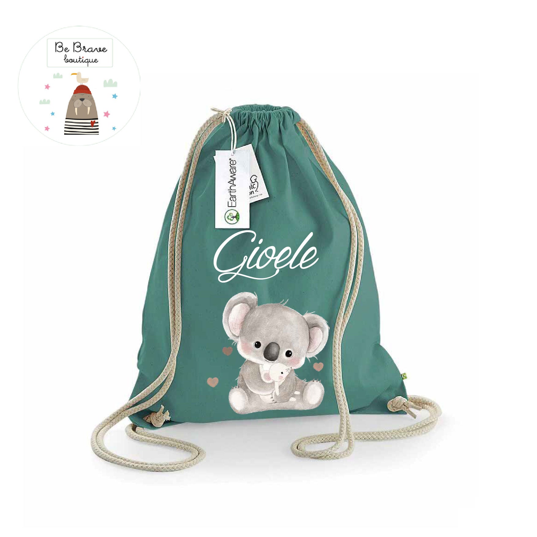 Zaino Sacca Asilo Personalizzato – Bambino Koala & Friends