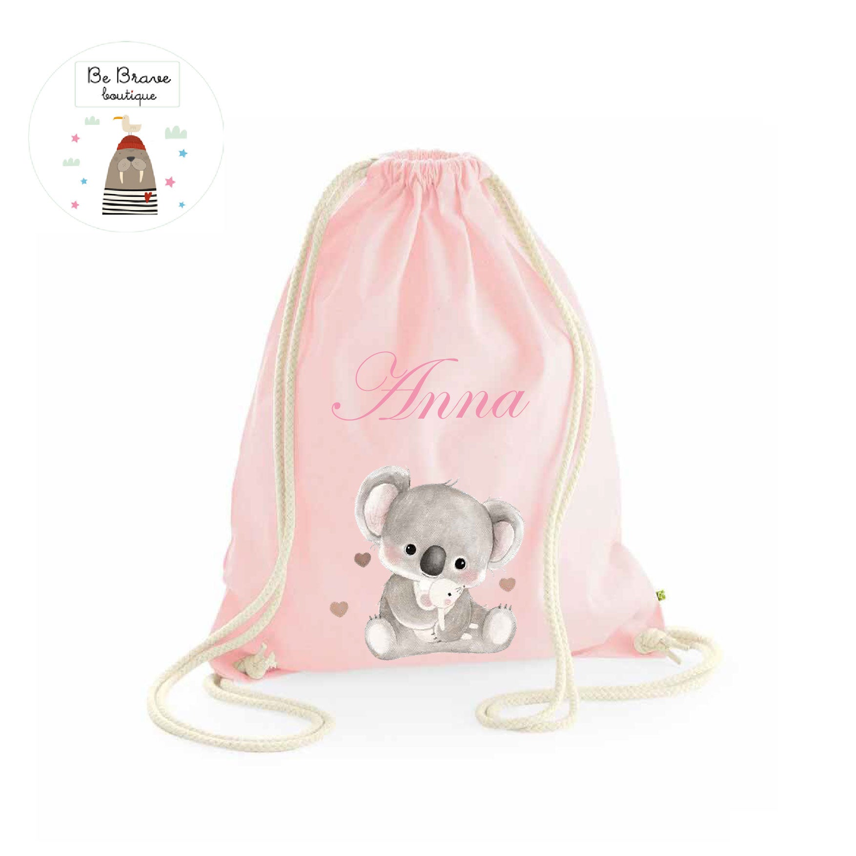 Zaino Sacca Asilo Personalizzato – Bambino Koala & Friends