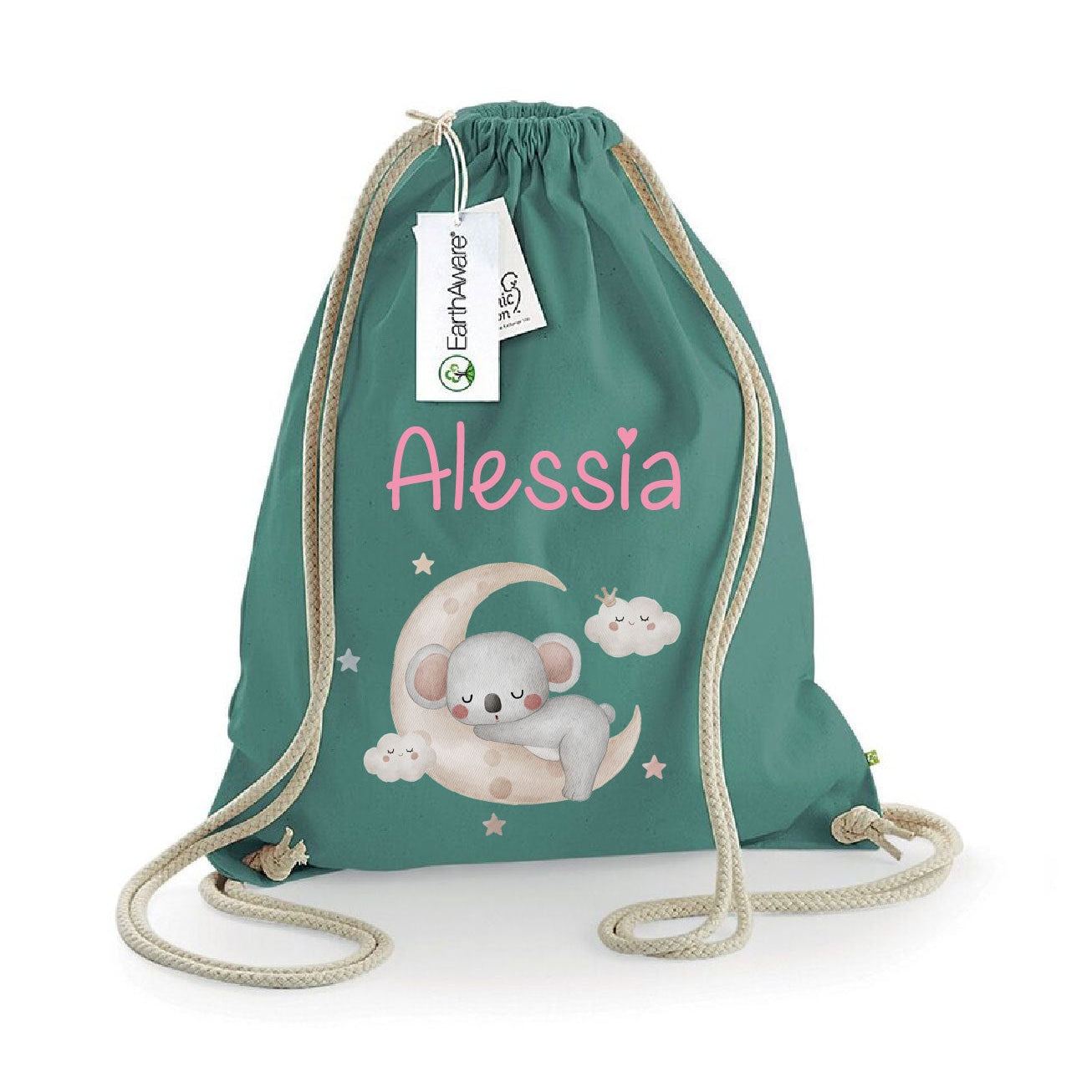 Zaino Sacca Asilo Personalizzato – Bambino con Koala su Luna