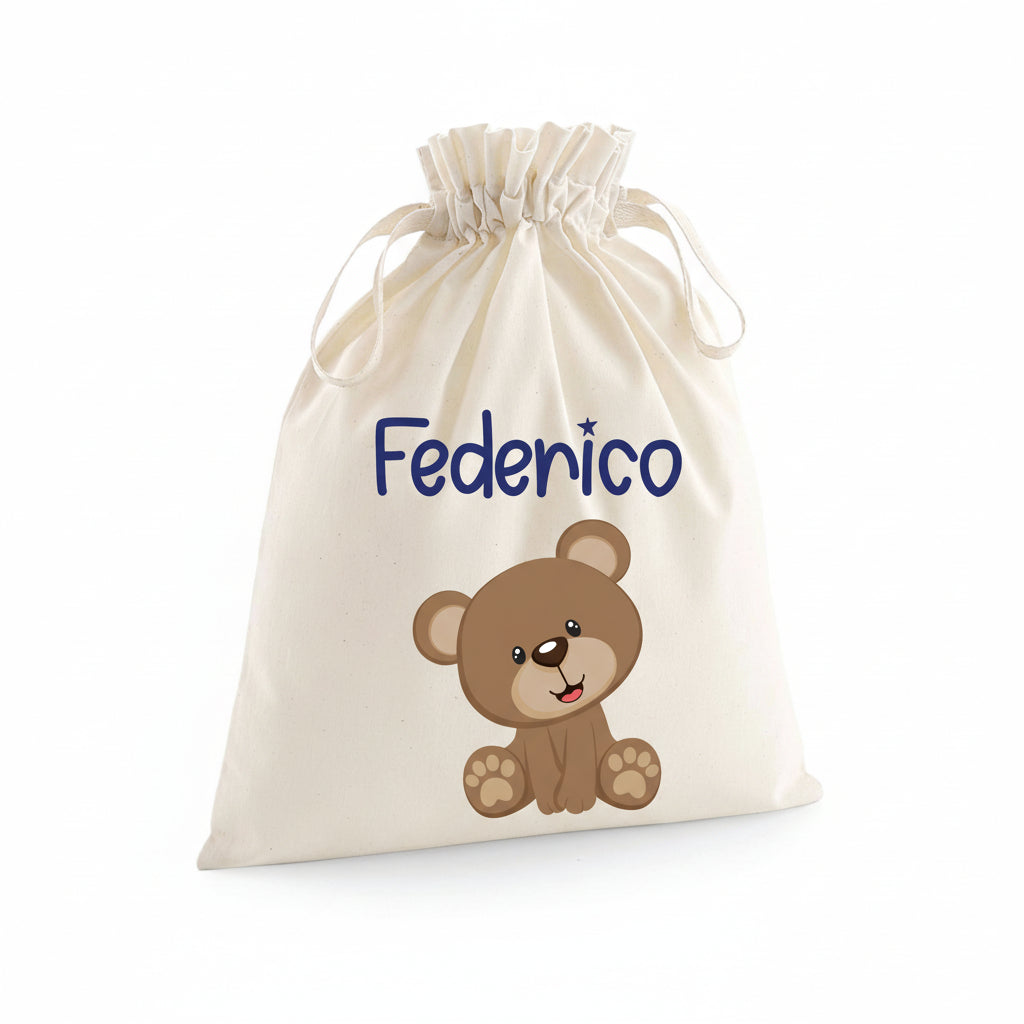 Sacchetto Nascita Neonato Personalizzato – Ideale per Cambio, Ospedale e Asilo Orsetto