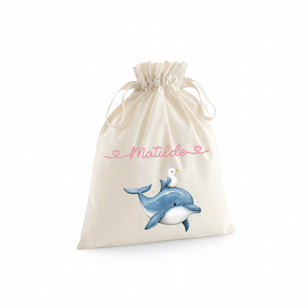 Sacchetto Nascita Neonato Personalizzato – Ideale per Cambio, Ospedale e Asilo Dolce Delfino