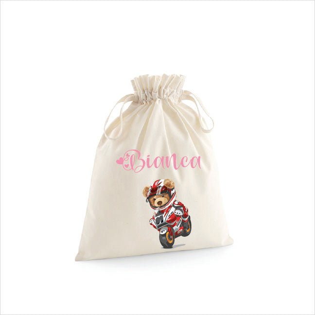 Sacchetti primi cambi/Organizer personalizzabili Orsetto in Moto - Be Brave Boutique