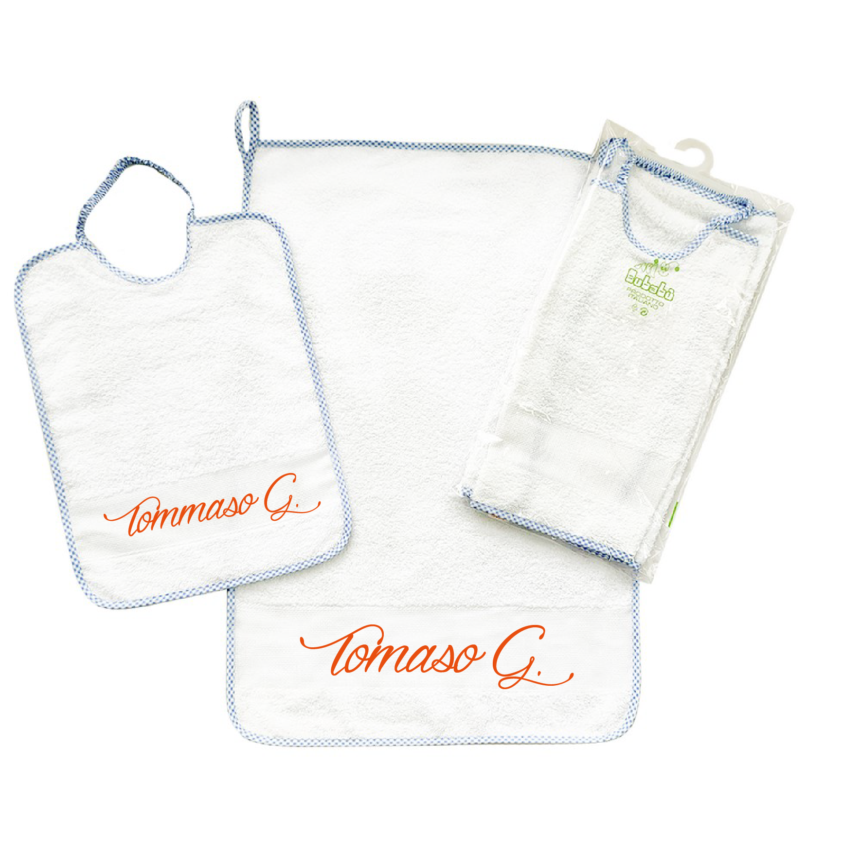 Set asilo Bordo Azzurro con asola personalizzato - Be Brave Boutique