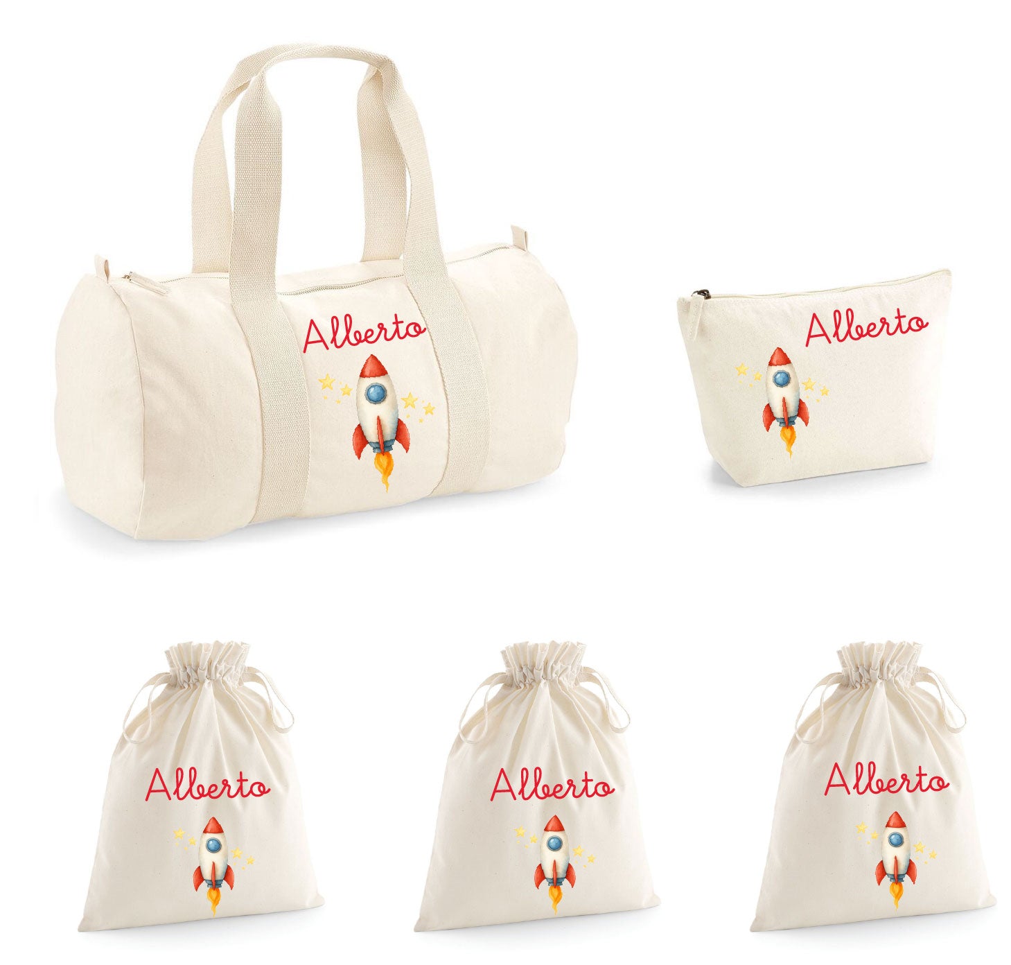 Set Nascita Personalizzato Borsone Baby Razzo - Be Brave Boutique