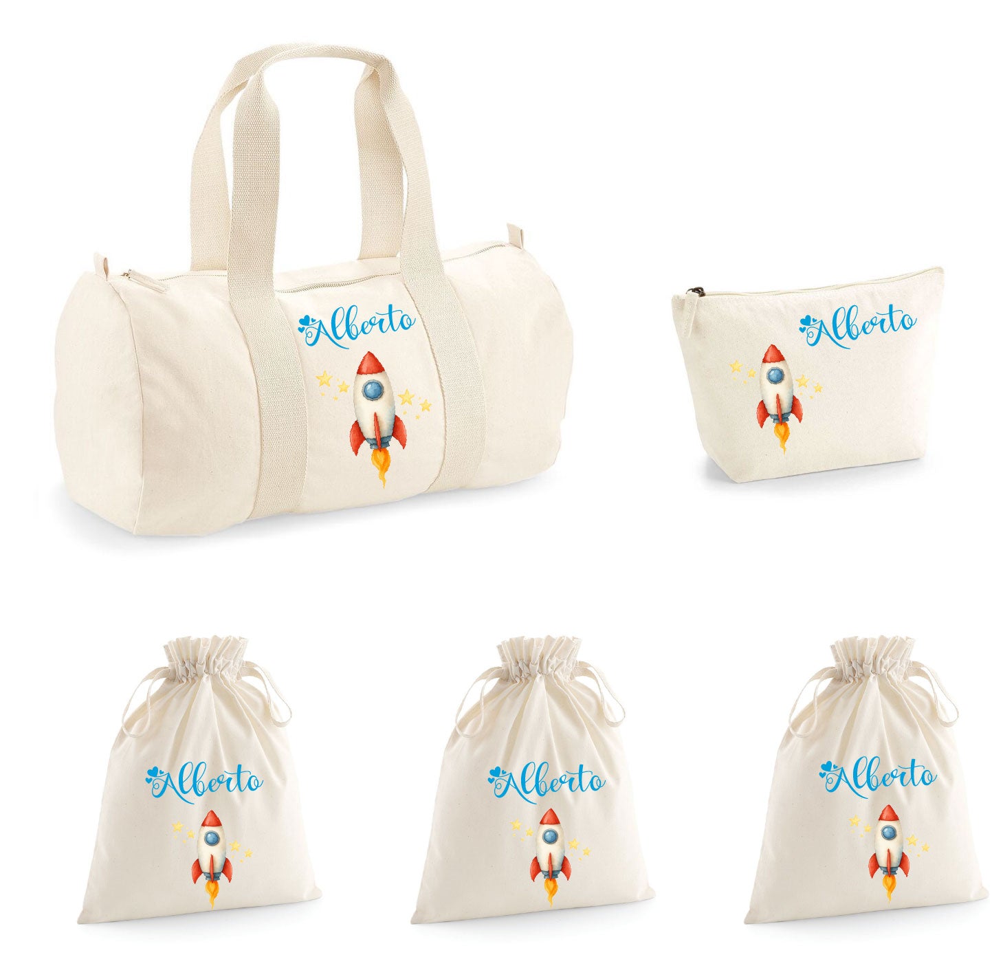 Set Nascita Personalizzato Borsone Baby Razzo - Be Brave Boutique