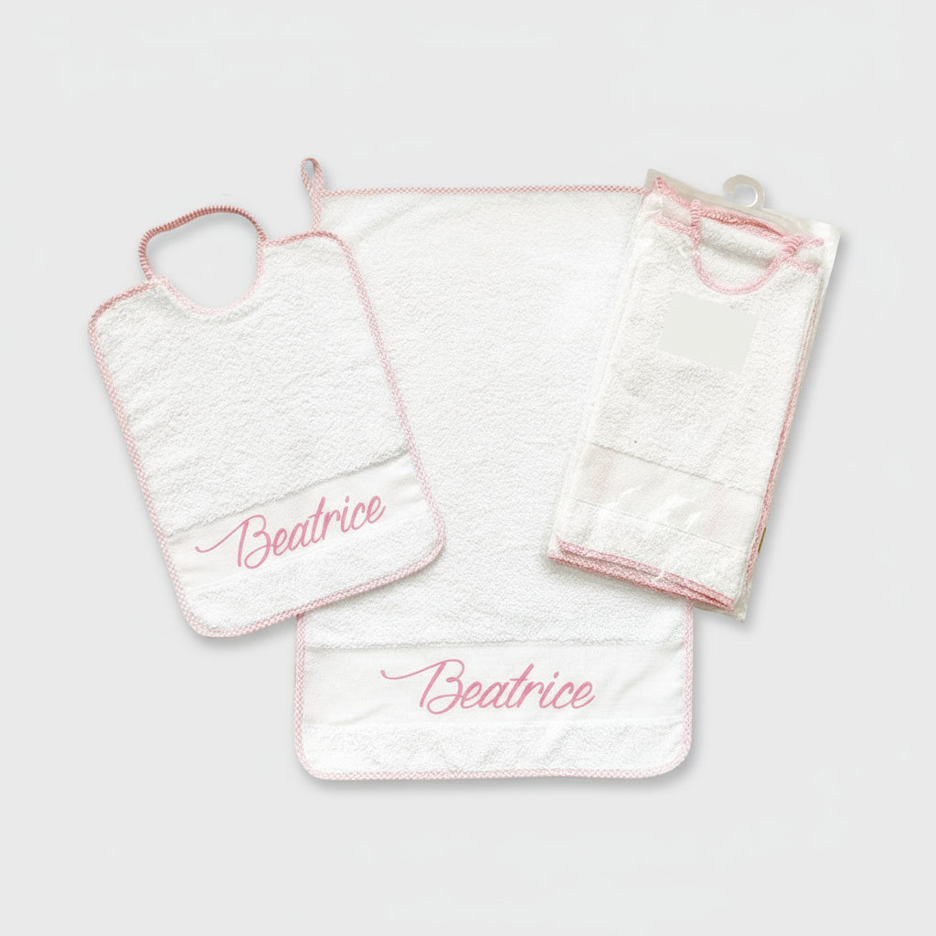 Set asilo Bordo Rosa con asola personalizzato - Be Brave Boutique