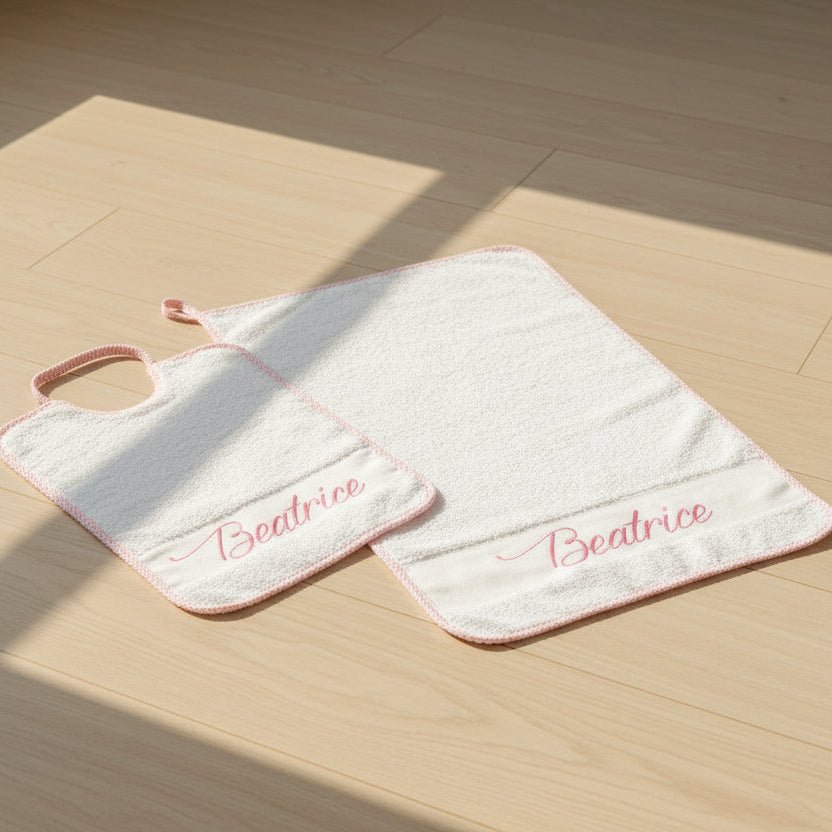 Set asilo Bordo Rosa con asola personalizzato - Be Brave Boutique