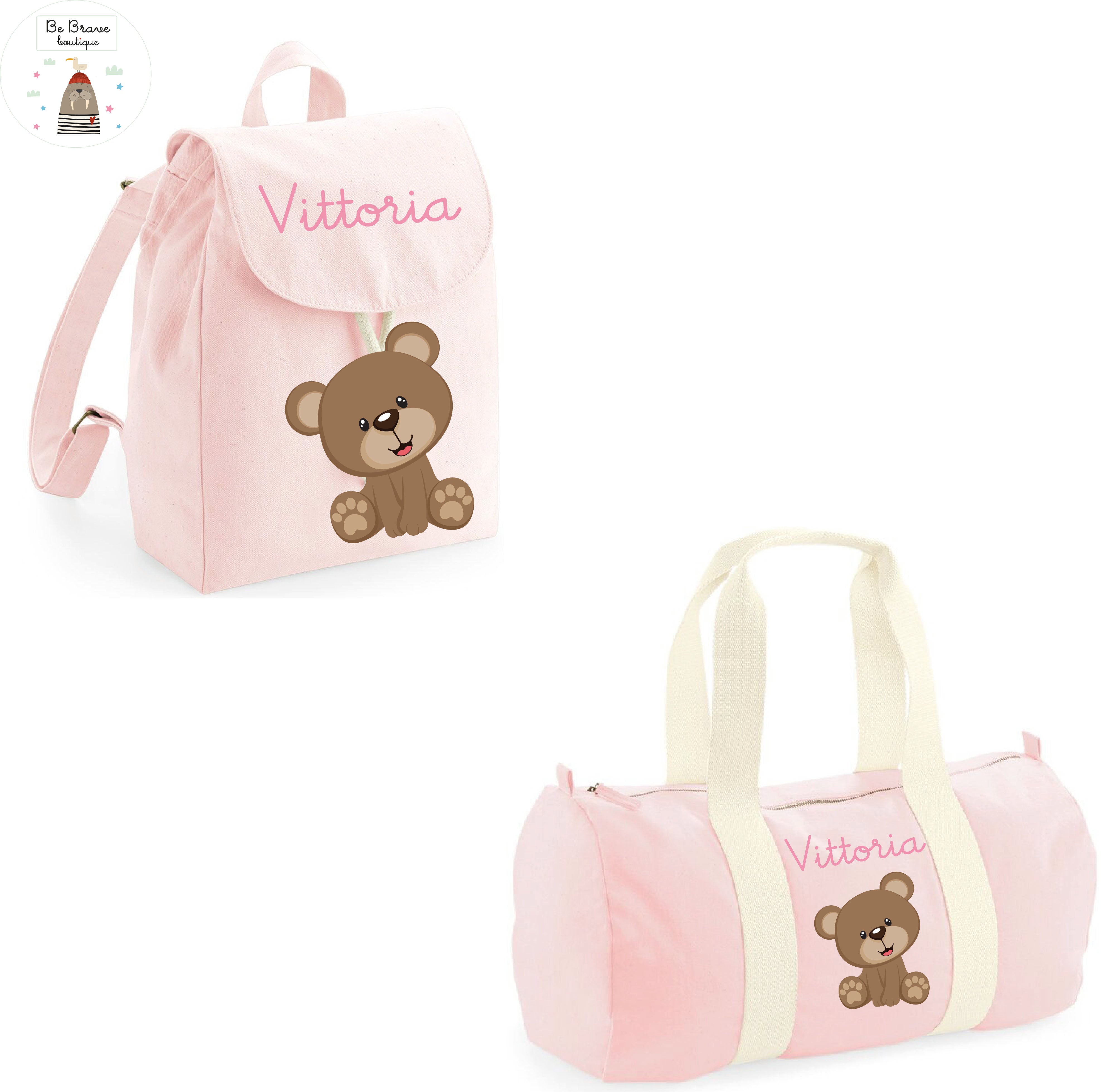 Borsone e zaino in cotone Orsetto personalizzabile
