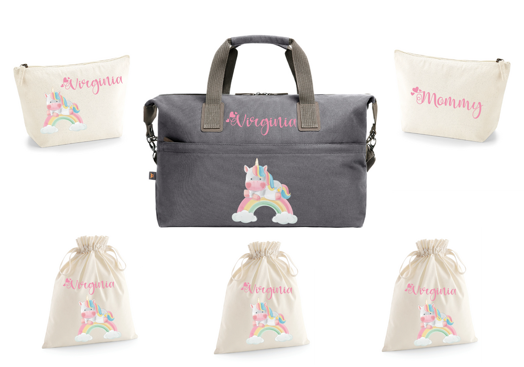 Set Borsone Medio personalizzabile Unicorno Arcobaleno - Be Brave Boutique