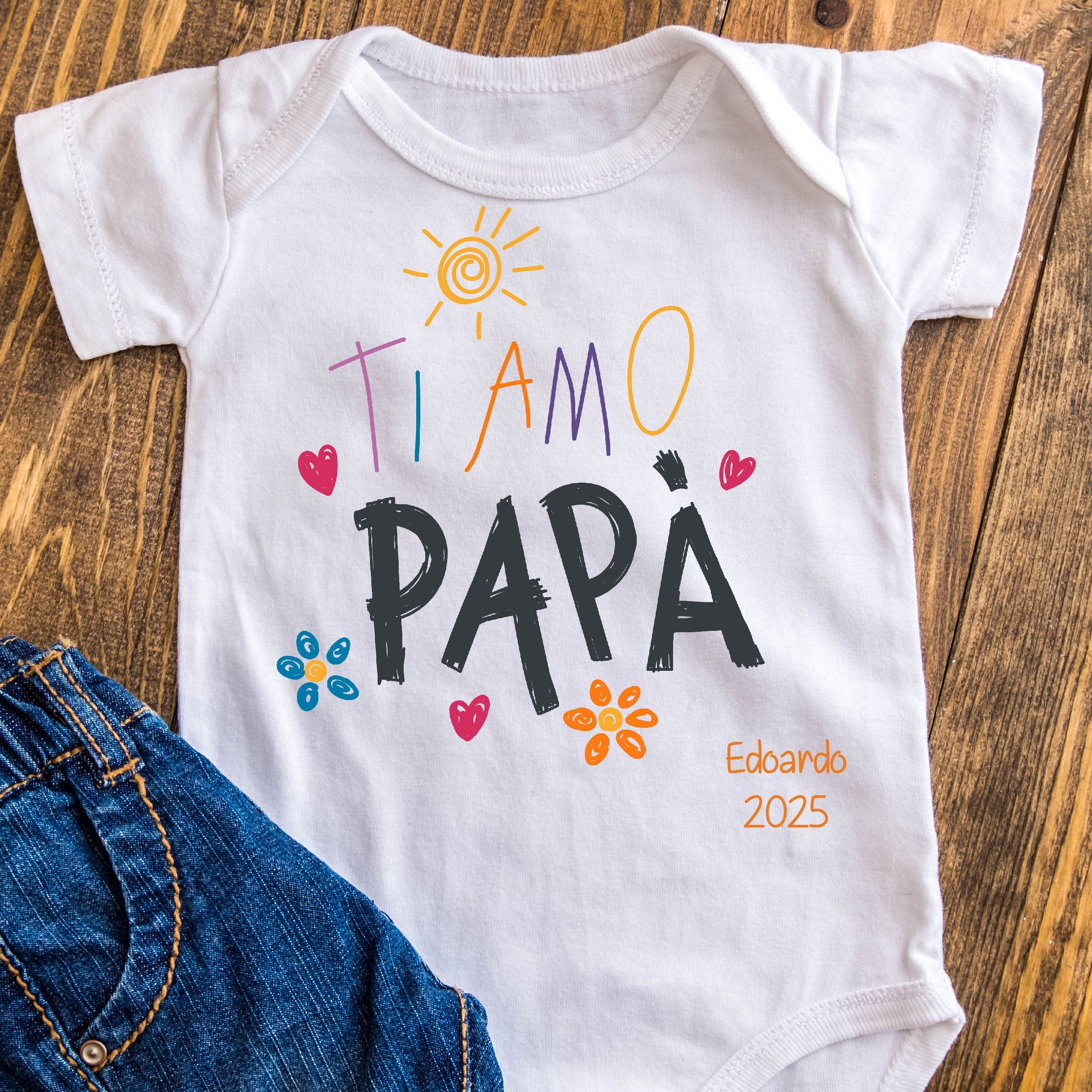 Body in 100% cotone Festa del Papà 2025 personalizzabile