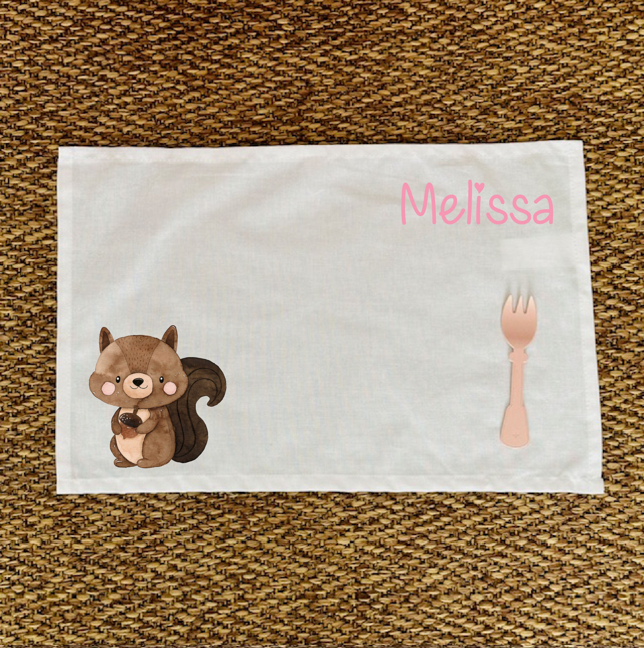 Tovaglietta Asilo Bambino Personalizzata – Set Pappa con Nome Scoiattolo