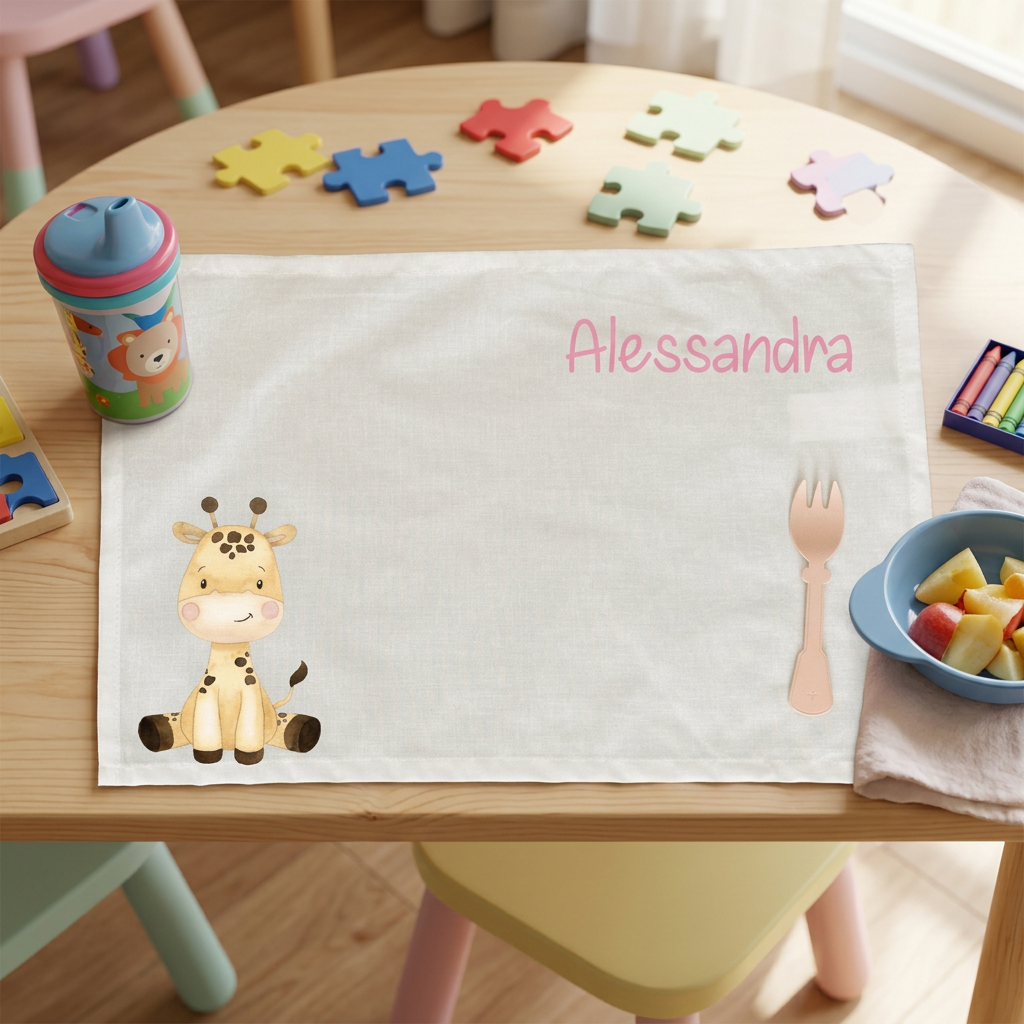 Tovaglietta pranzo Cucciolo di Giraffa Personalizzabile con nome - Be Brave Boutique