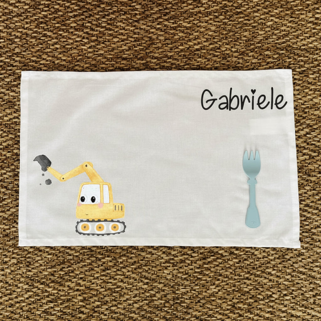 Tovaglietta pranzo Escavatore Personalizzabile con nome - Be Brave Boutique