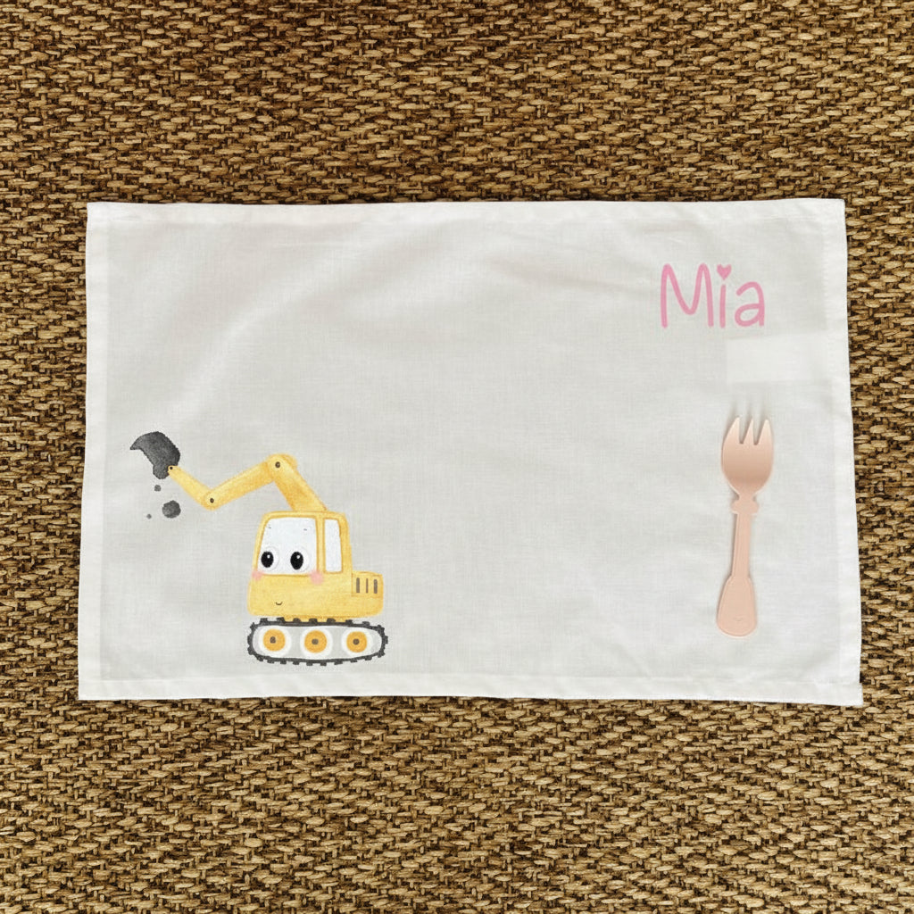 Tovaglietta pranzo Escavatore Personalizzabile con nome - Be Brave Boutique