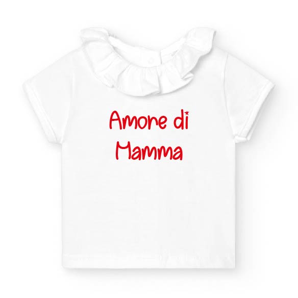 Tshirt in cotone con colletto personalizzabile per Bimba - Be Brave Boutique