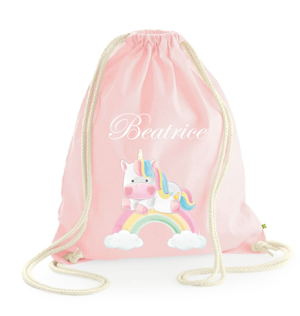 Zaino a sacca in cotone pesante Unicorno Arcobaleno - Be Brave Boutique