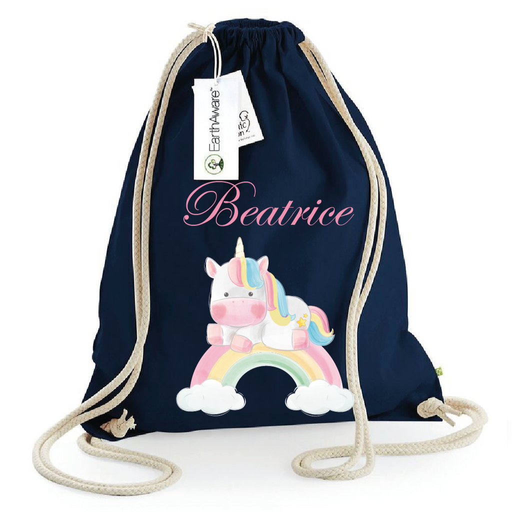 Zaino a sacca in cotone pesante Unicorno Arcobaleno - Be Brave Boutique