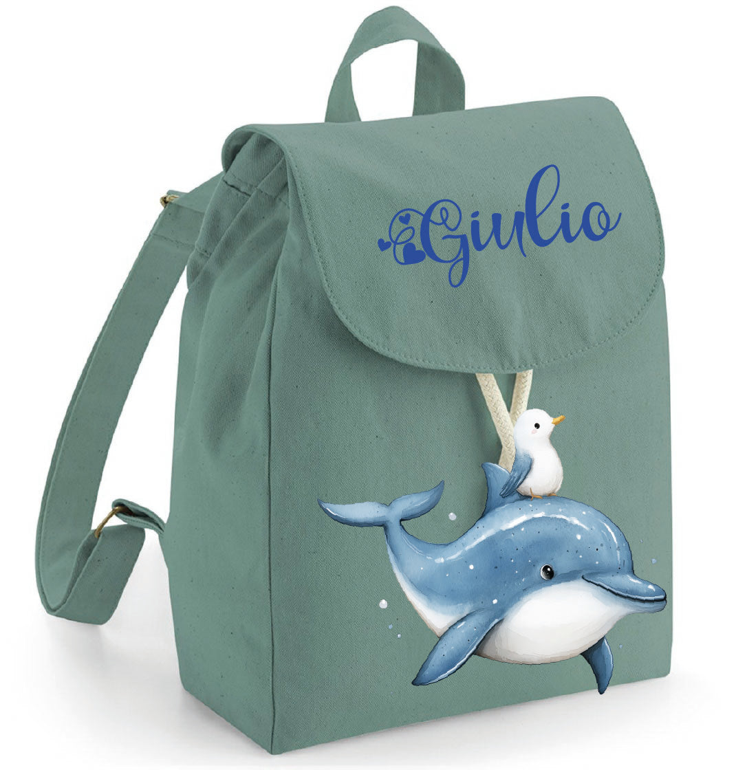 Mini Zaino in cotone organico Dolce Delfino