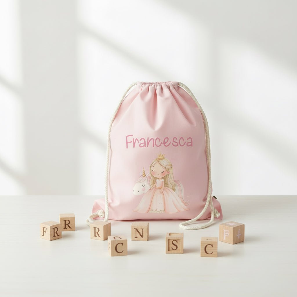 Zaino a sacca in cotone pesante Principessa Unicorno - Be Brave Boutique