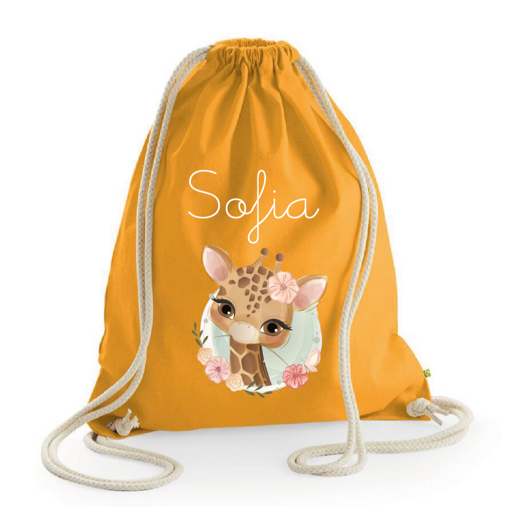 Zaino a sacca in cotone pesante Giraffa - Be Brave Boutique