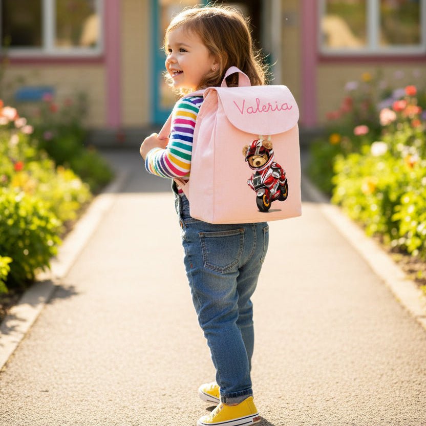 Mini Zaino in cotone Orsetto In Moto - Be Brave Boutique