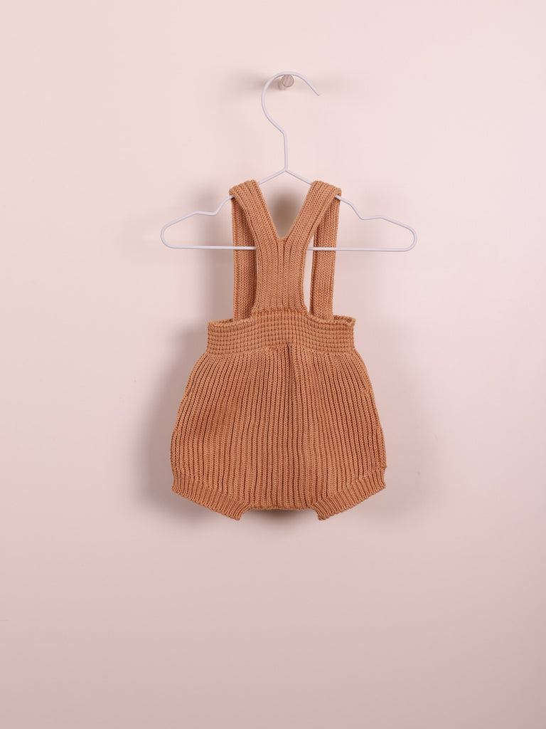 Pantaloncino con bretelle in morbida maglia Terracotta - Be Brave Boutique