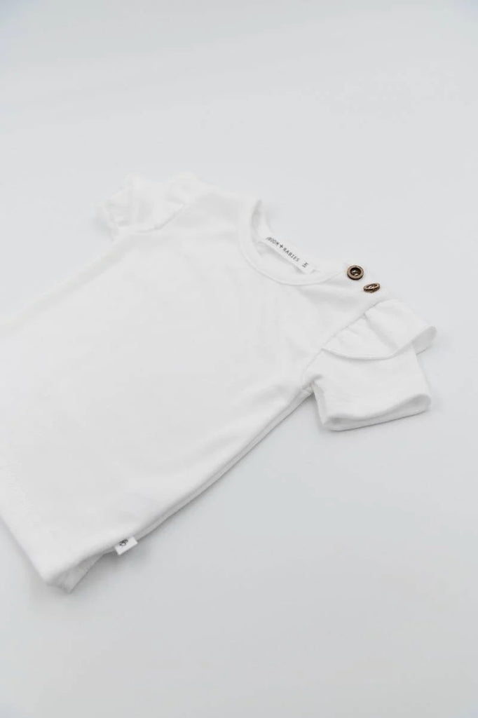 Shirt maniche corte con spalle volant - Bianco 801 - Be Brave Boutique