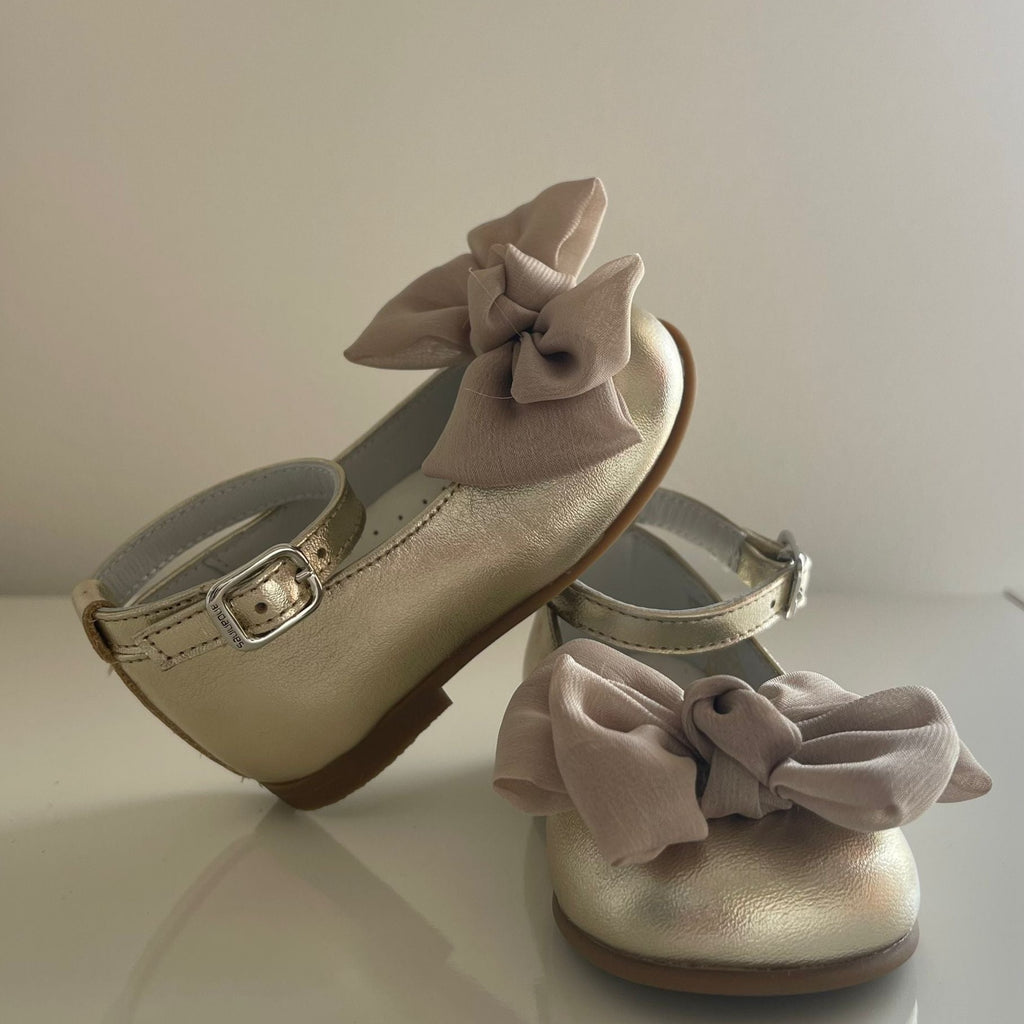 ANDANINES Ballerina laminado Champagne con fiocco - Be Brave Boutique