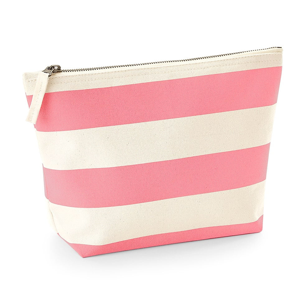 Borsa e pochette in cotone canvas a righe Rosa - Be Brave Boutique