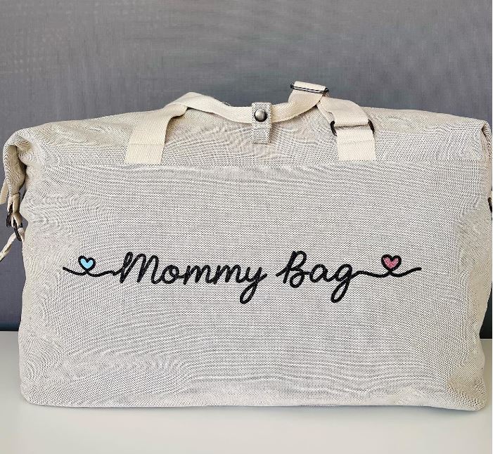 Borsone Mommy Bag Grande Glitter nero e cuori Azzurro/Rosa – Be Brave  Boutique