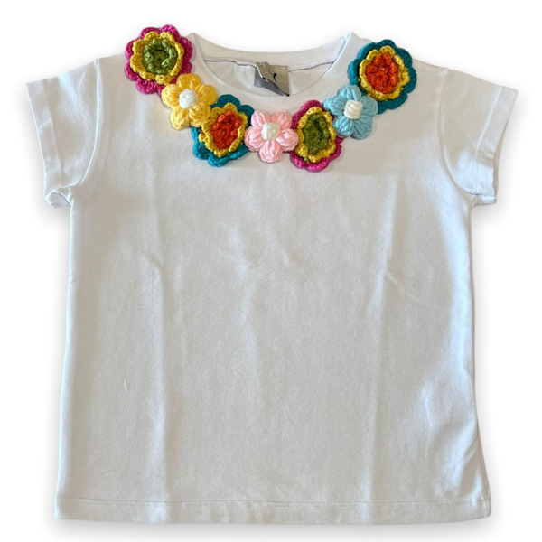 Maglietta in cotone con fiori applicati - Be Brave Boutique