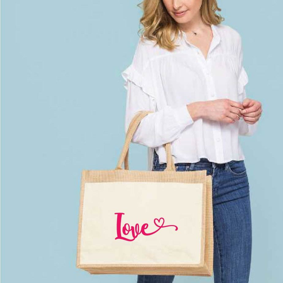 Borsa in Juta e cotone con tasca personalizzabile - Be Brave Boutique