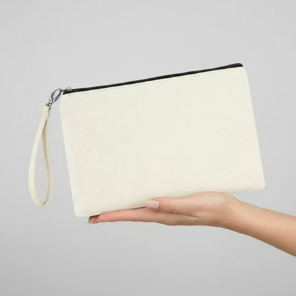 Pochette in cotone con anello da polso e zip colorata - Be Brave Boutique