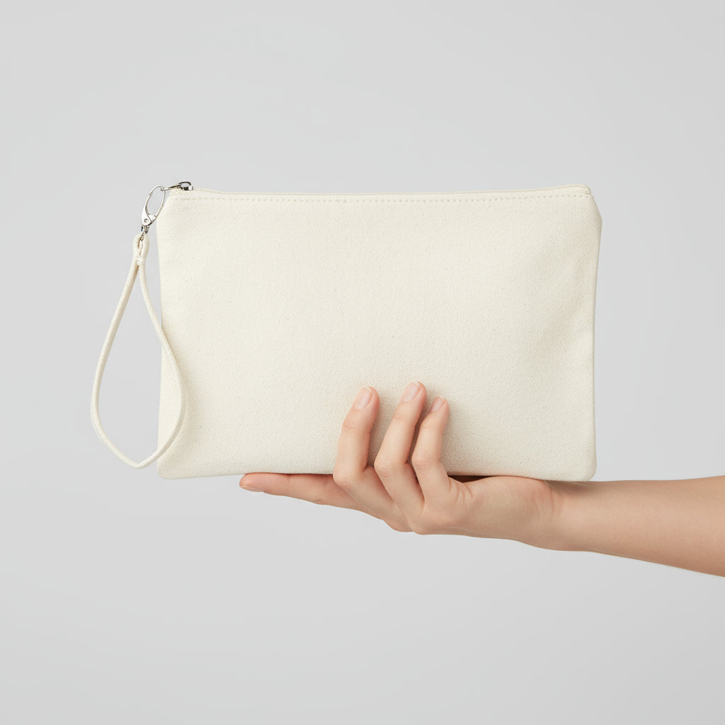 Pochette in cotone con anello da polso e zip colorata - Be Brave Boutique