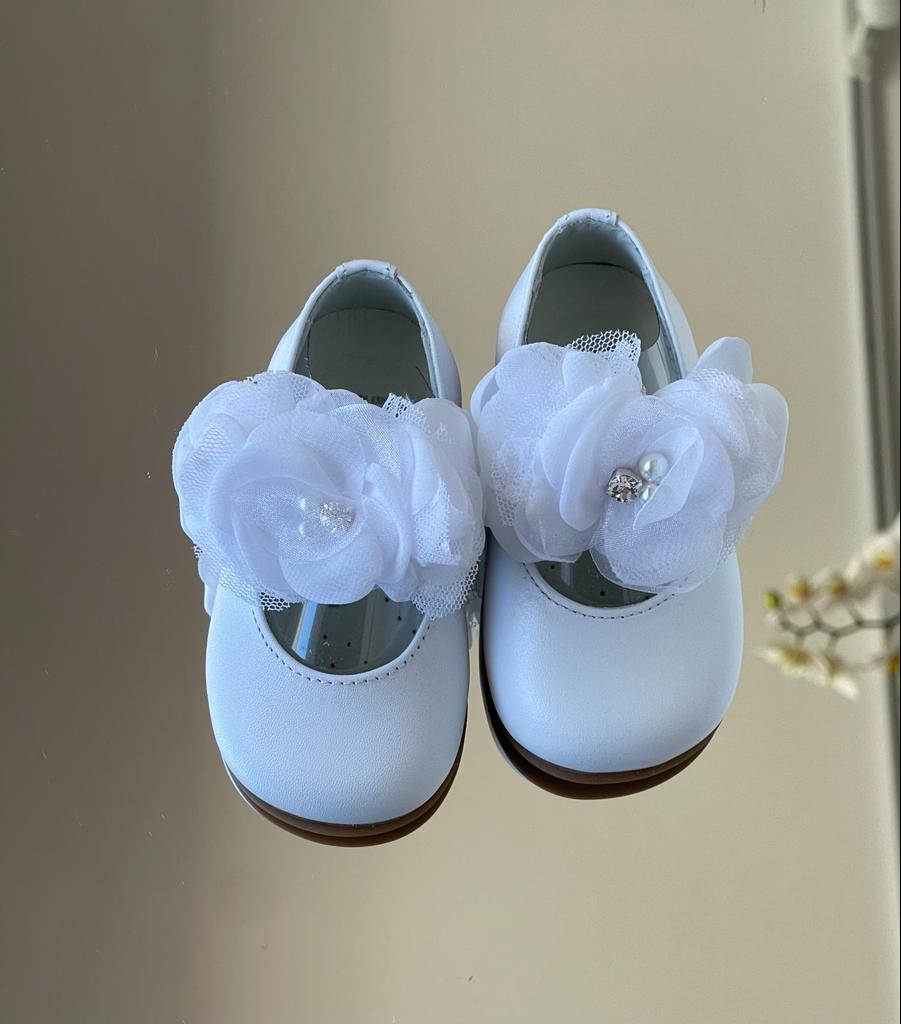 ANDANINES Ballerina laminado bianco con fiore - Be Brave Boutique