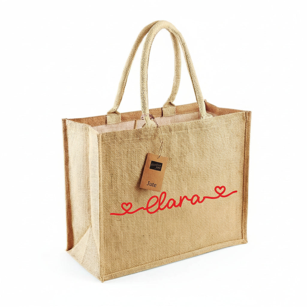 Borsa in Juta Total Beige personalizzabile Regalo maestre fine anno - Be Brave Boutique
