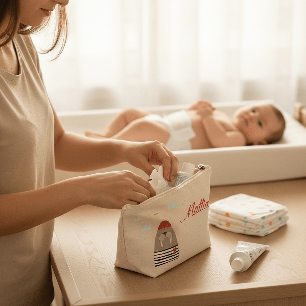 Pochette in cotone organico personalizzabile Tricheco - Be Brave Boutique