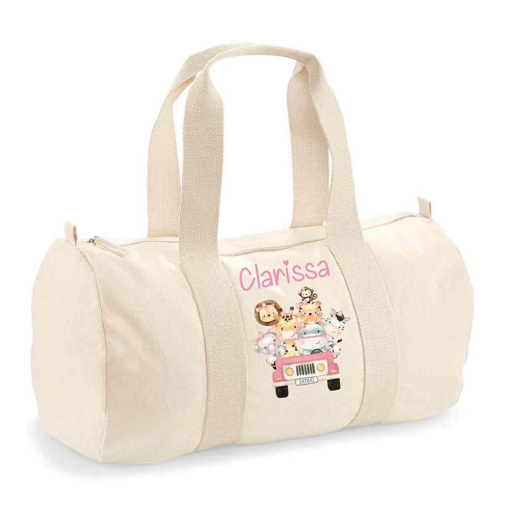 Borsone Baby in cotone canvas stampa Safari personalizzato con nome - Be Brave Boutique