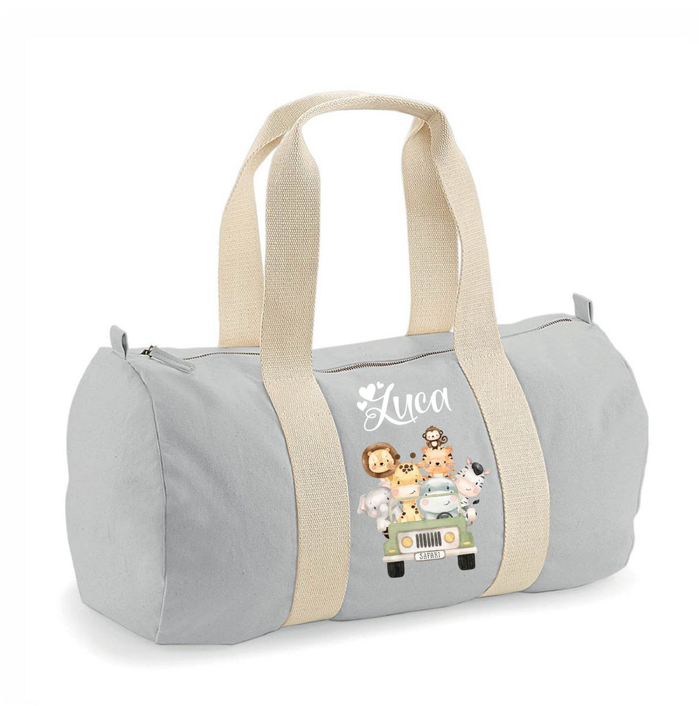 Borsone Baby in cotone canvas stampa Safari personalizzato con nome - Be Brave Boutique