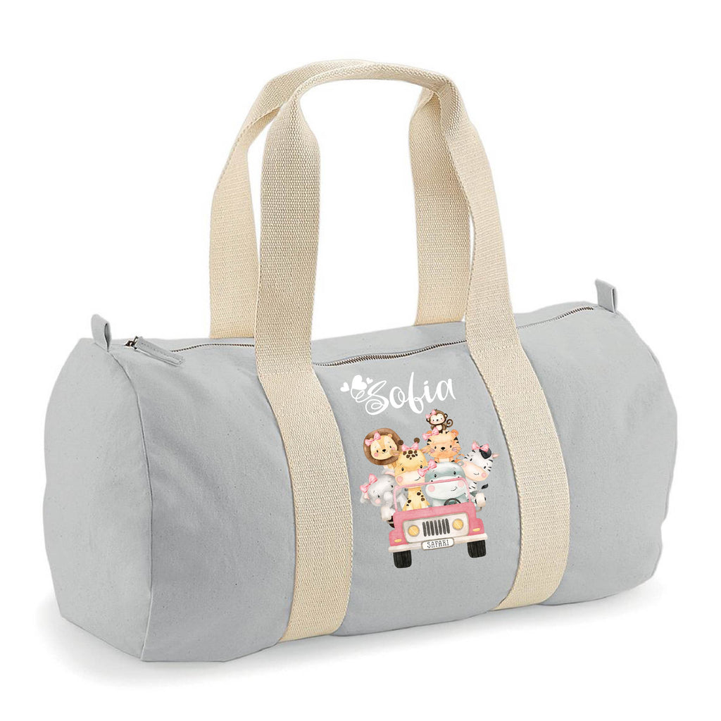 Borsone Baby in cotone canvas stampa Safari personalizzato con nome - Be Brave Boutique