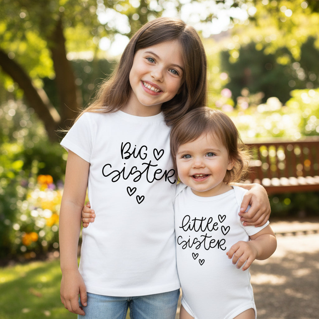 coppia fratelli big brother little brother  big sister sorella tshirt e body stampa  amore famiglia fratello baby cotone personalizzabile - be brave boutique