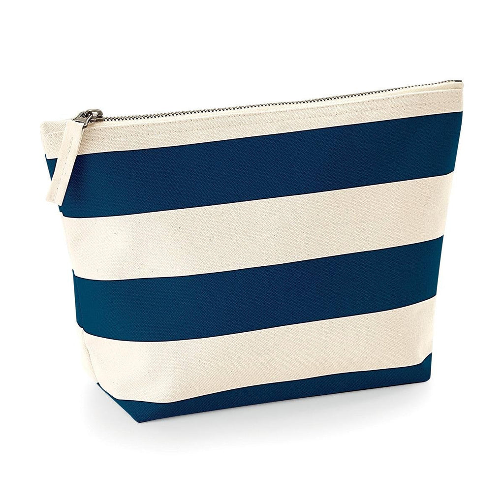 borsa e pochette in cotone canvas a righe blu, perfetta per la spiaggia o da abbinare a look estivi! - be brave boutique