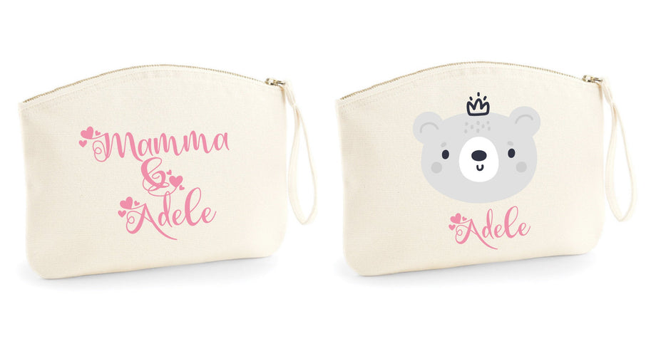 Set di due pochette in cotone organico con anello da polso – Be Brave  Boutique