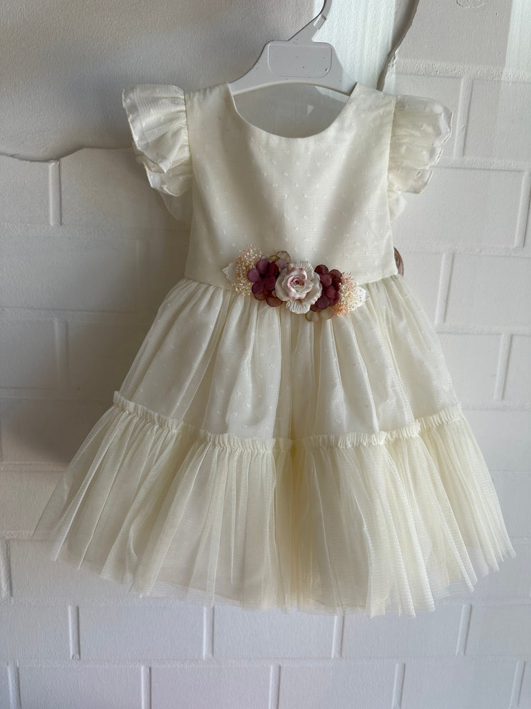 Abitino da cerimonia Bianco e Fiori Rosa da 2 a 6 anni - Be Brave Boutique