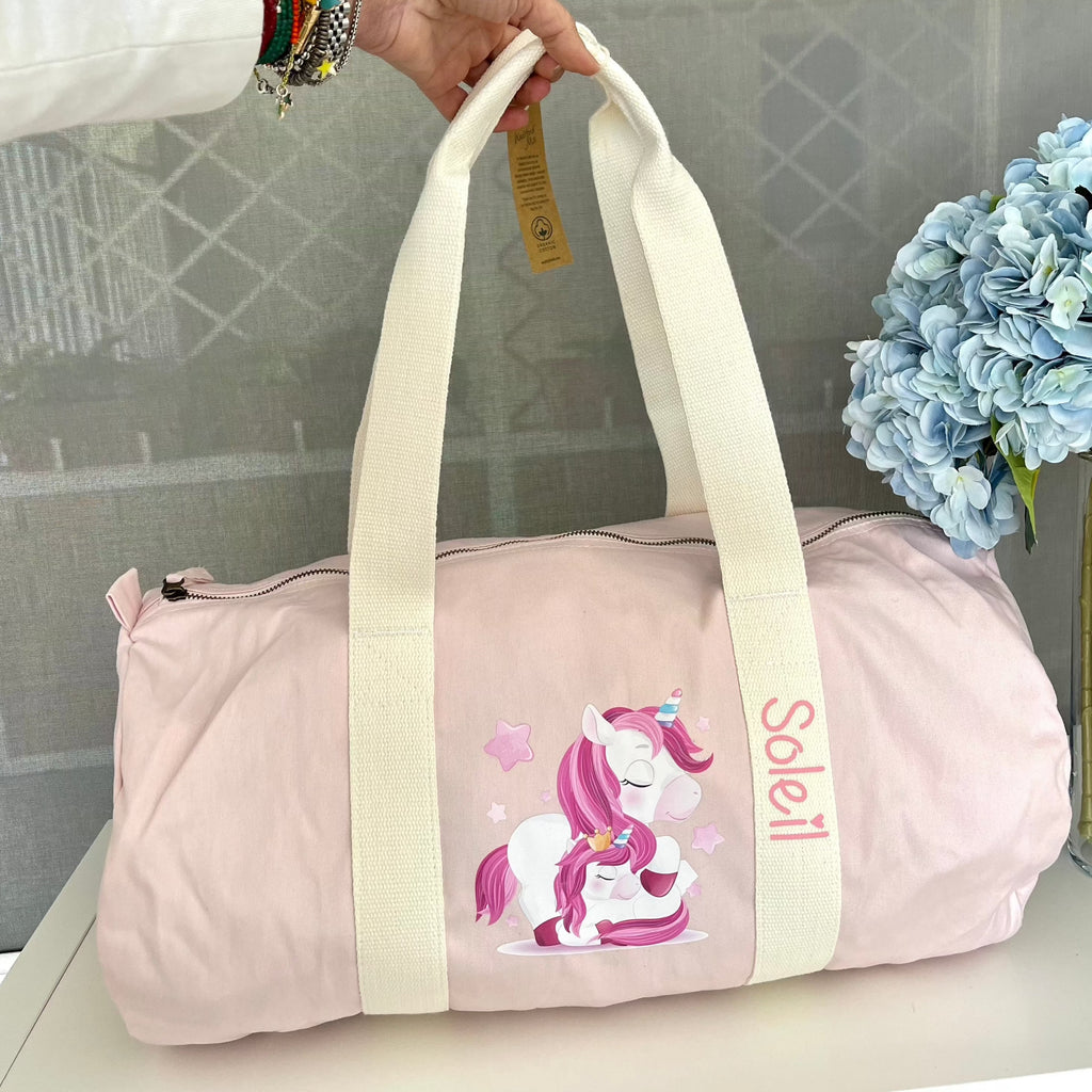 Borsone in cotone canvas personalizzato Unicorno Mamma e Baby - Be Brave Boutique