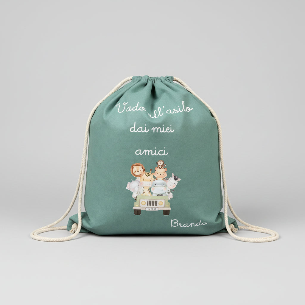 Zaino in cotone pesante Vado All'asilo dai miei amici - Be Brave Boutique